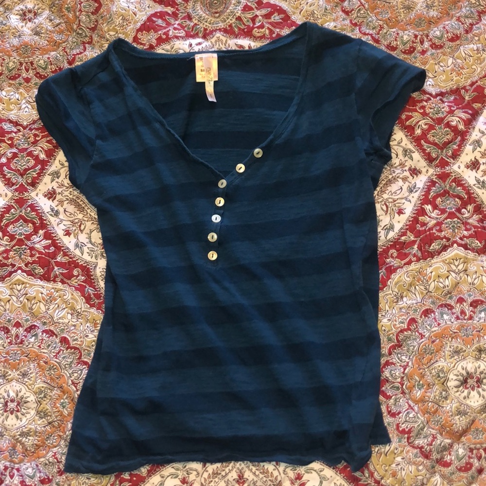blue striped button down top size S